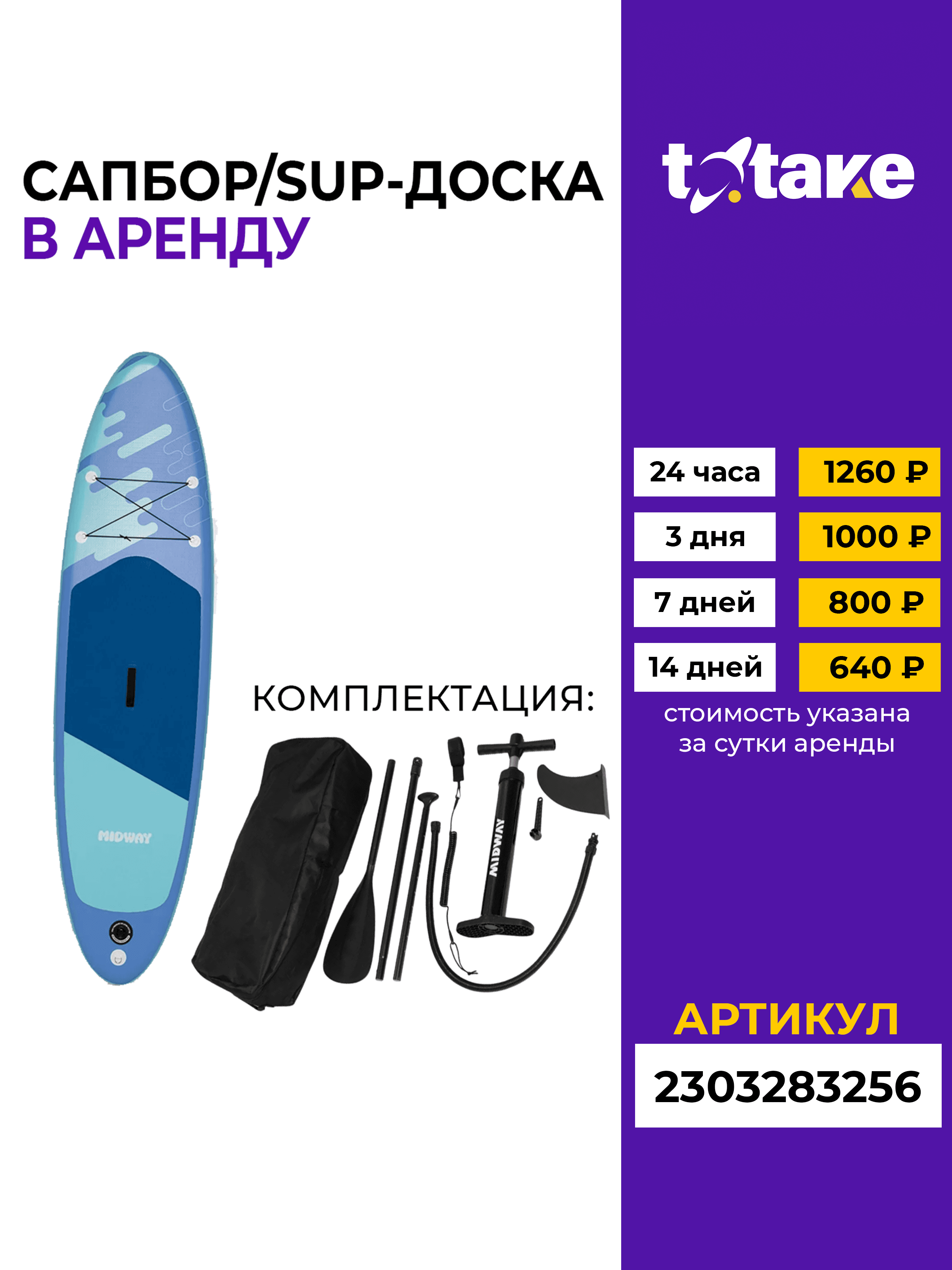 Сапборд бирюзовый