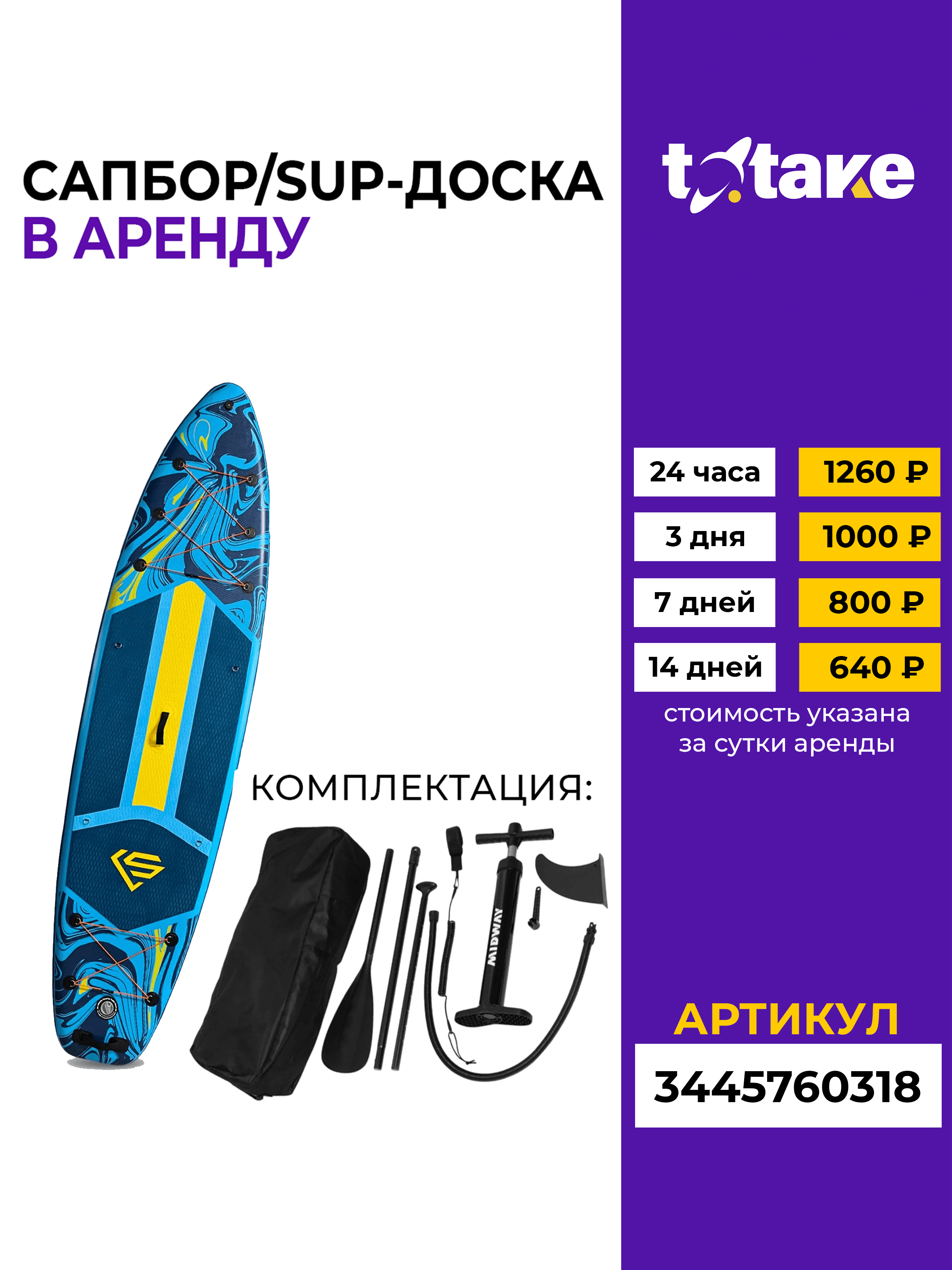 Сапборд синий